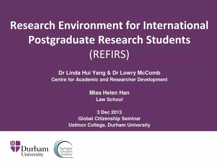 research environment for international postgraduate research students refirs
