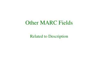 Other MARC Fields