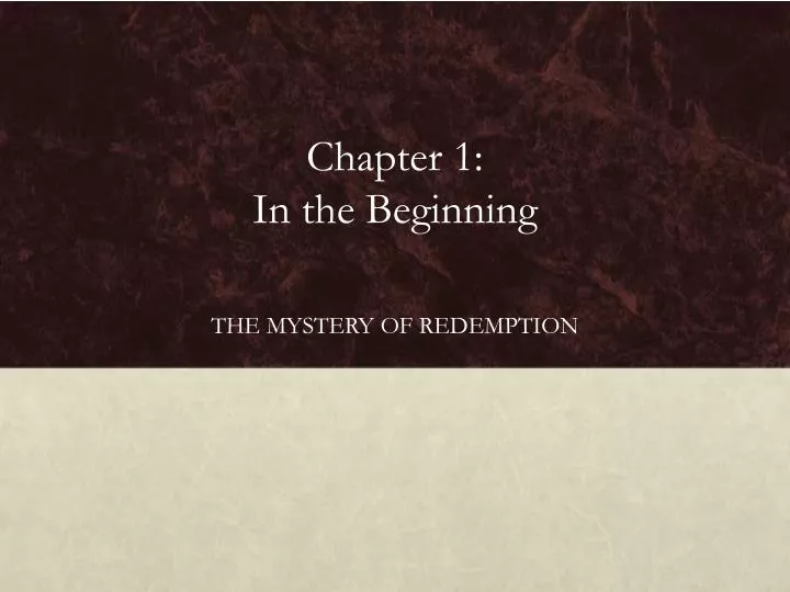 chapter 1 in the beginning