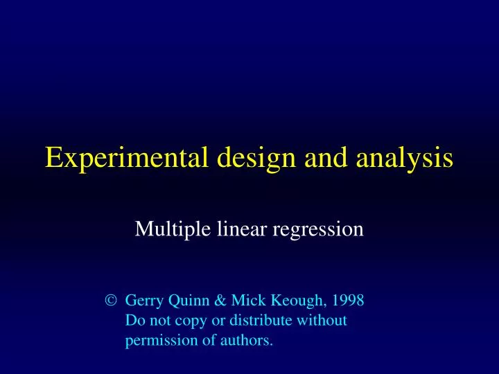 experimental design and analysis