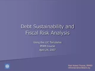 Debt Sustainability and Fiscal Risk Analysis