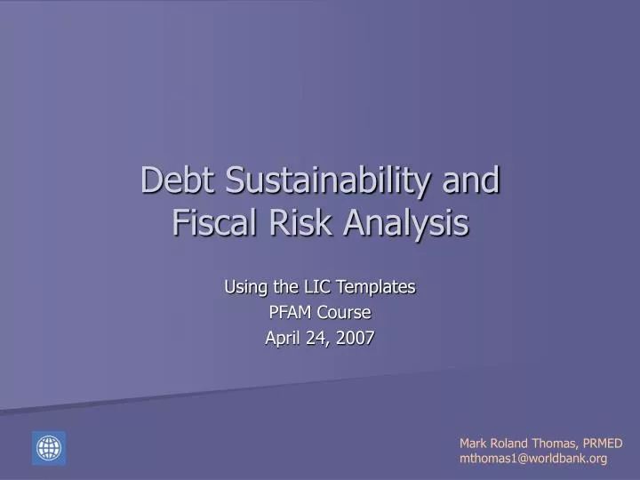 debt sustainability and fiscal risk analysis