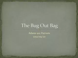 The Bug Out Bag