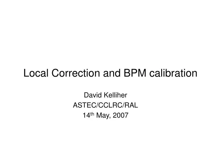 local correction and bpm calibration