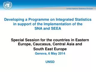 Special Session for the countries in Eastern Europe, Caucasus, Central Asia and South East Europe
