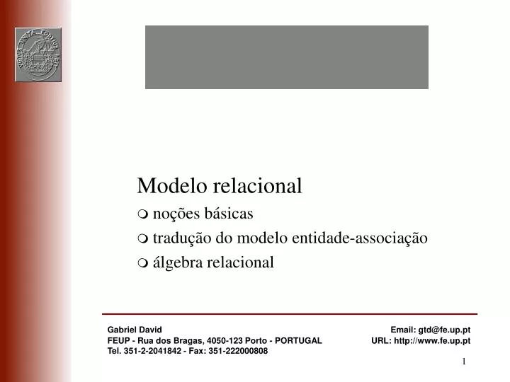 modelo relacional no es b sicas tradu o do modelo entidade associa o lgebra relacional