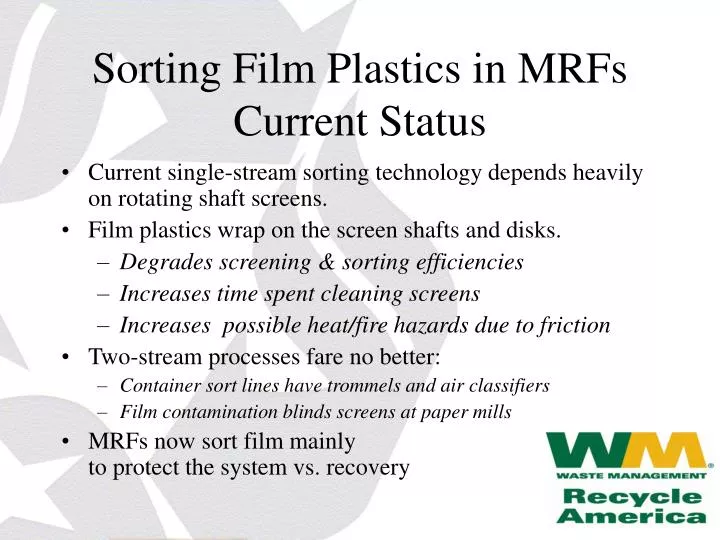 sorting film plastics in mrfs current status