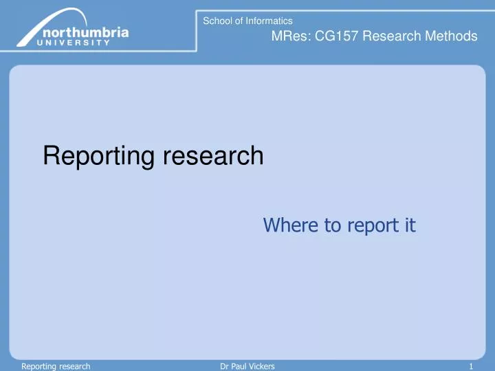 reporting research