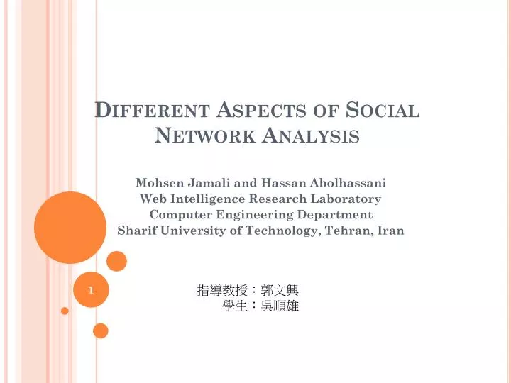 different aspects of social network analysis