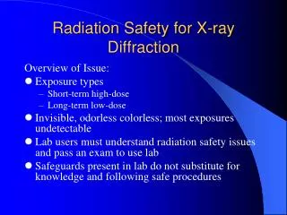 Radiation Safety for X-ray Diffraction