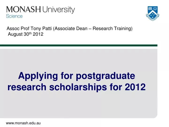 assoc prof tony patti associate dean research training august 30 th 2012