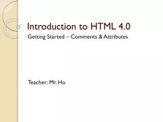 Introduction to HTML 4.0