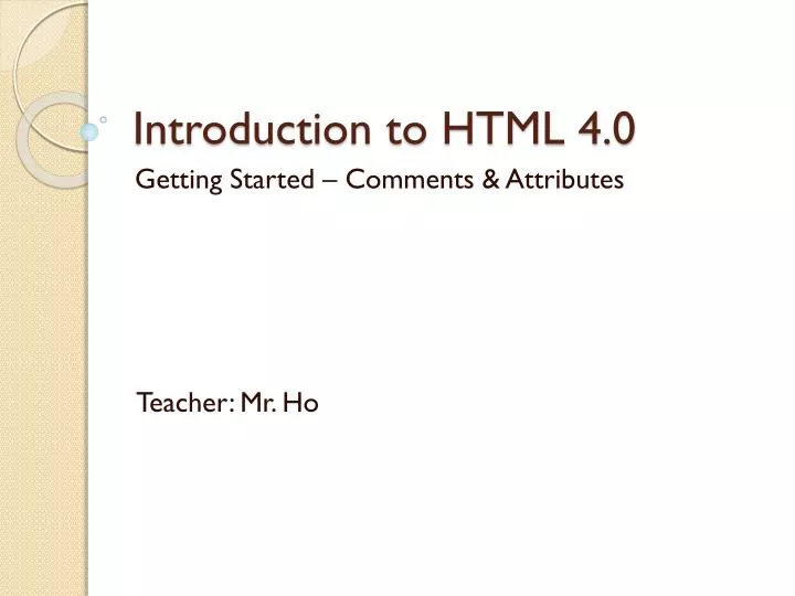introduction to html 4 0