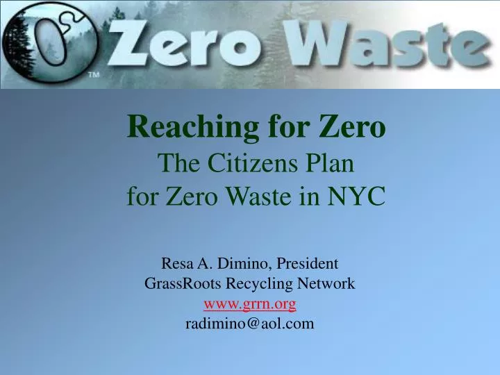 reaching for zero the citizens plan for zero waste in nyc