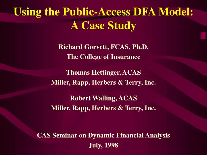 using the public access dfa model a case study