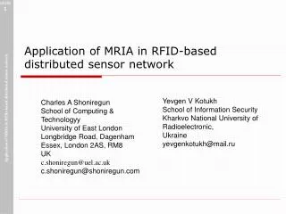 Application of MRIA in RFID-based distributed sensor network