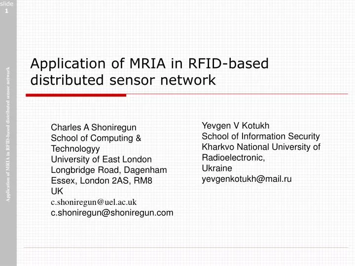 application of mria in rfid based distributed sensor network