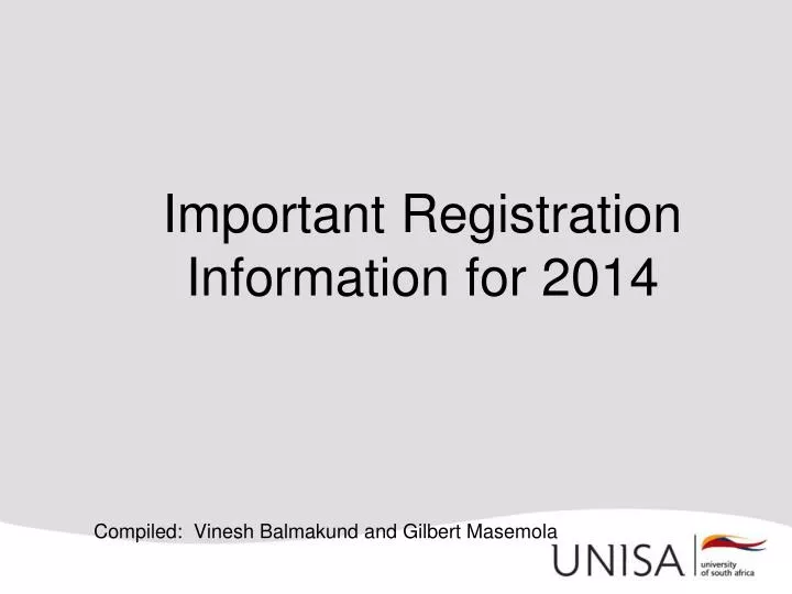 important registration information for 2014