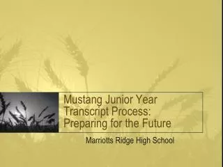 Mustang Junior Year Transcript Process: Preparing for the Future