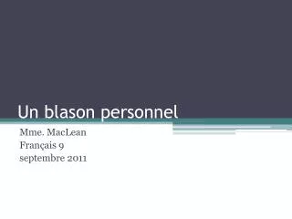 un blason personnel