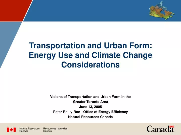 transportation and urban form energy use and climate change considerations