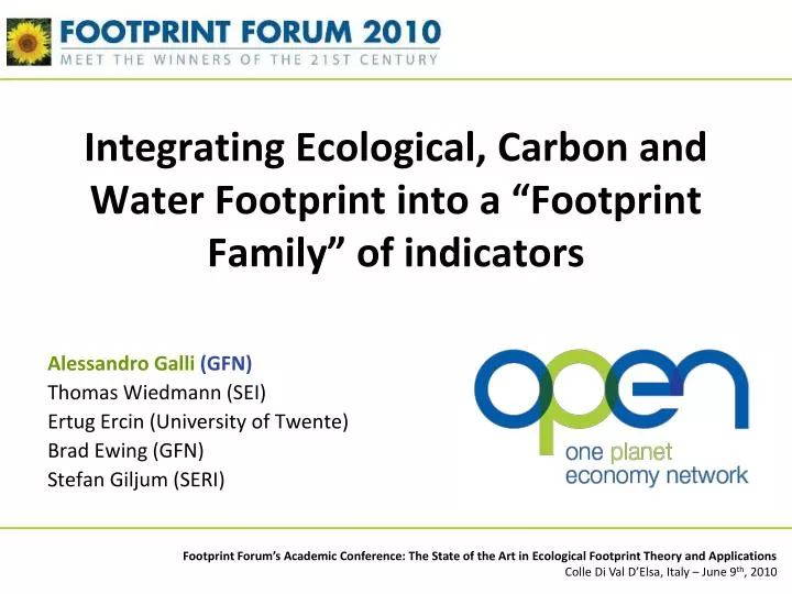 integrating ecological carbon and water footprint into a footprint family of indicators