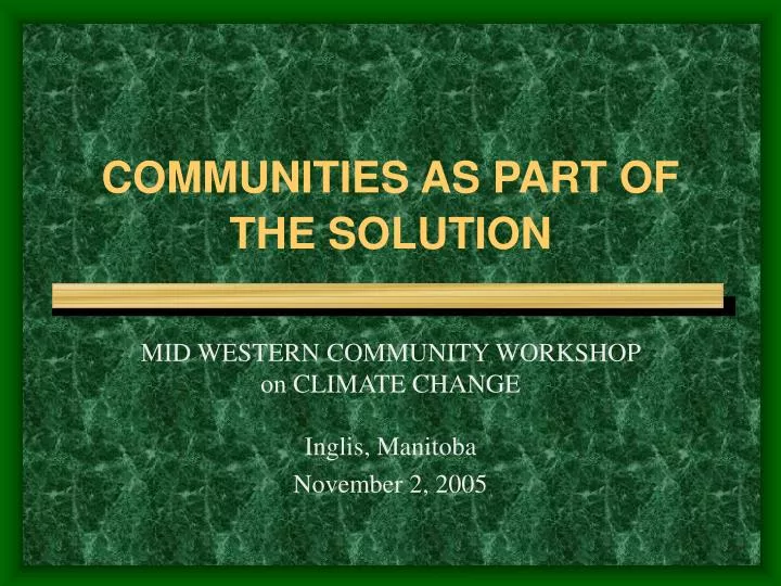 communities as part of the solution