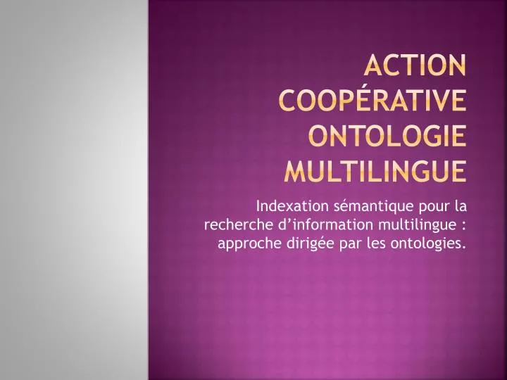 action coop rative ontologie multilingue