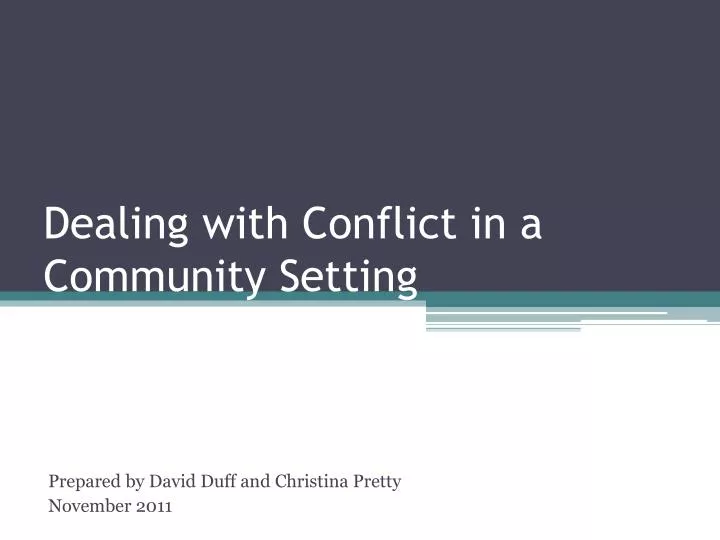 dealing with conflict in a community setting