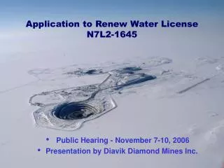 Application to Renew Water License N7L2-1645