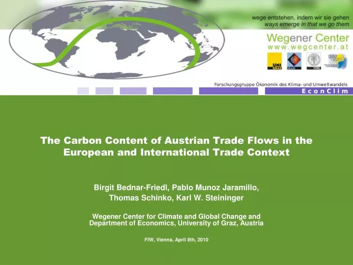 the carbon content of austrian trade flows in the european and international trade context