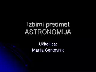 izbirni predmet astronomija
