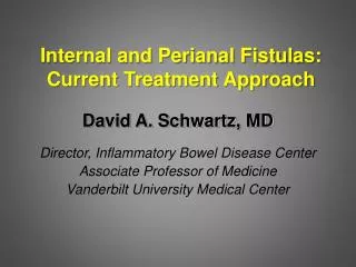 Internal and Perianal Fistulas: Current Treatment Approach