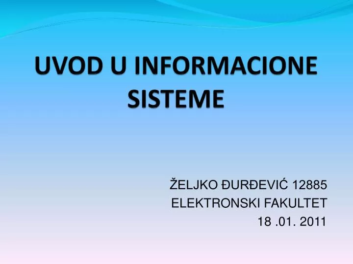 uvod u informacione sisteme