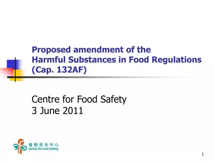 proposed amendment of the harmful substances in food regulations cap 132af