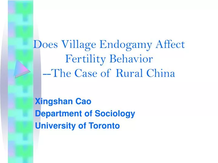 does village endogamy affect fertility behavior the case of rural china