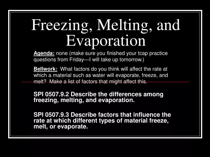 freezing melting and evaporation