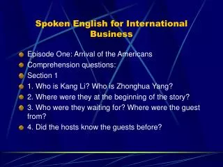 Spoken English for International Business