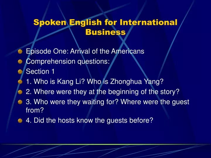 spoken english for international business