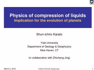 Physics of compression of liquids Implication for the evolution of planets