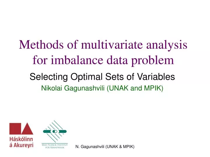 methods of multivariate analysis for imbalance data problem