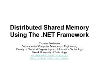 Distributed Shared Memory Using The .NET Framework