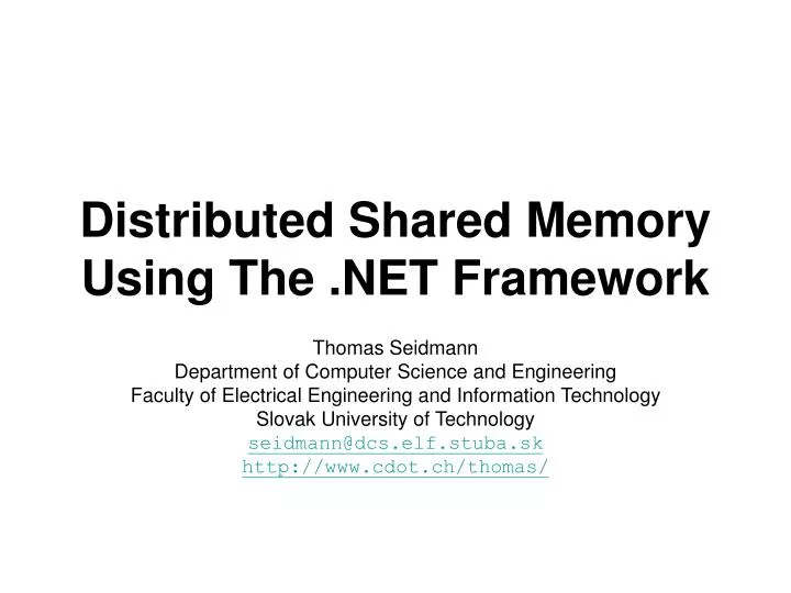 distributed shared memory using the net framework
