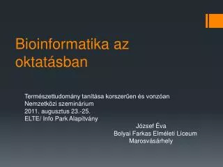 bioinformatika a z oktat sban