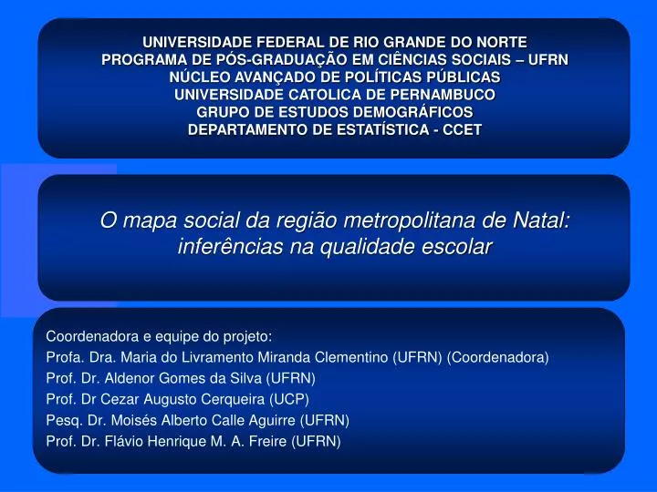 o mapa social da regi o metropolitana de natal infer ncias na qualidade escolar