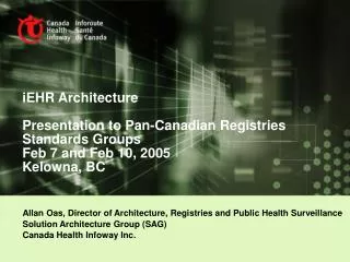 Allan Oas, Director of Architecture, Registries and Public Health Surveillance