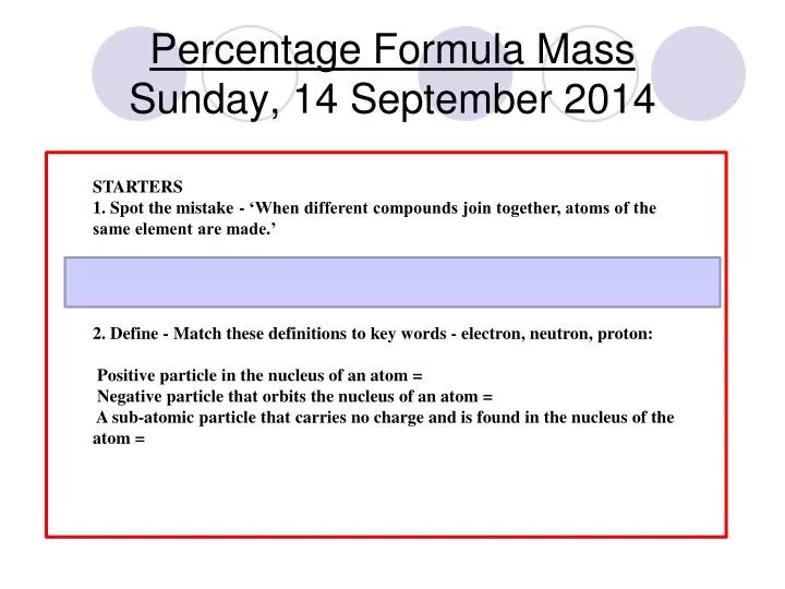 percentage formula mass sunday 14 september 2014