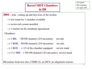 Barrel MDT Chambers in H8