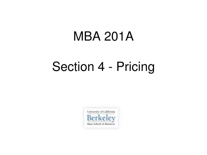 mba 201a section 4 pricing