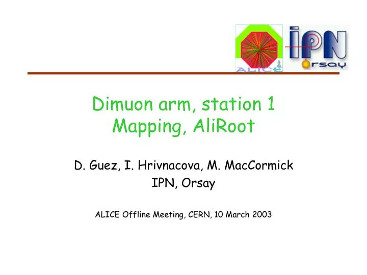 dimuon arm station 1 mapping aliroot